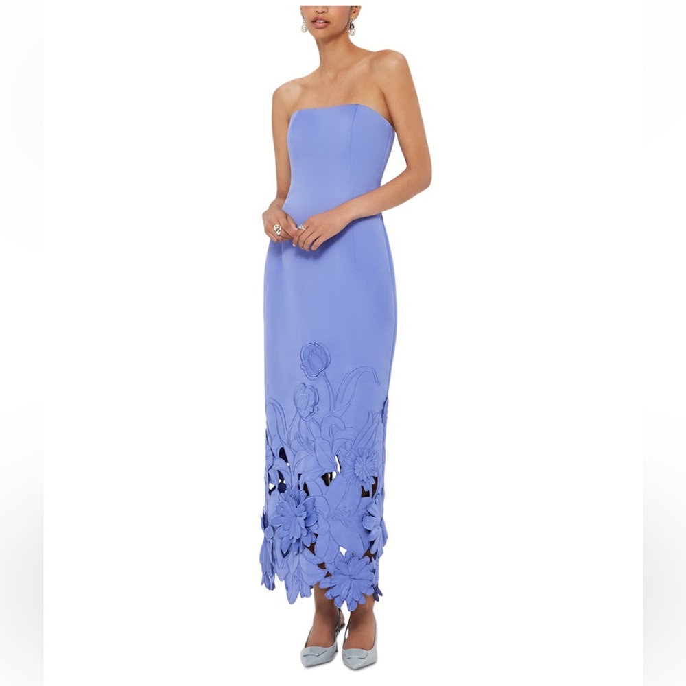 NWT LEO LIN Rayna Appliqué Bustier Maxi Dress Moonlight US 10 - Picture 4 of 7